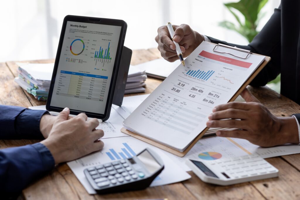 Business Documents, Auditor business Team checking searching document legal prepare paperwork or rep